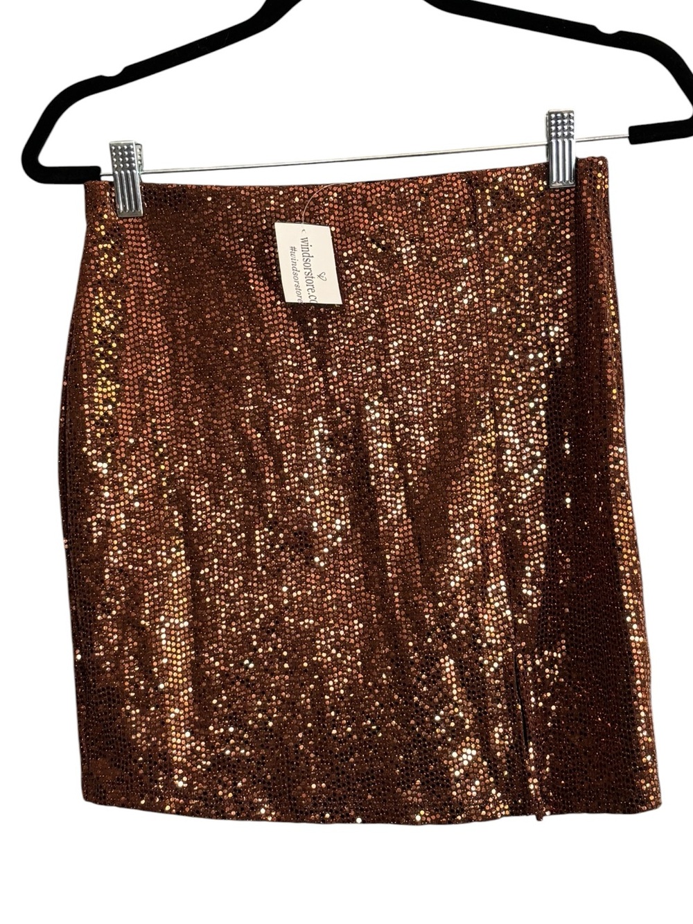 NEW Windsor Copper Brown Sequin Mini Skirt Size Medium